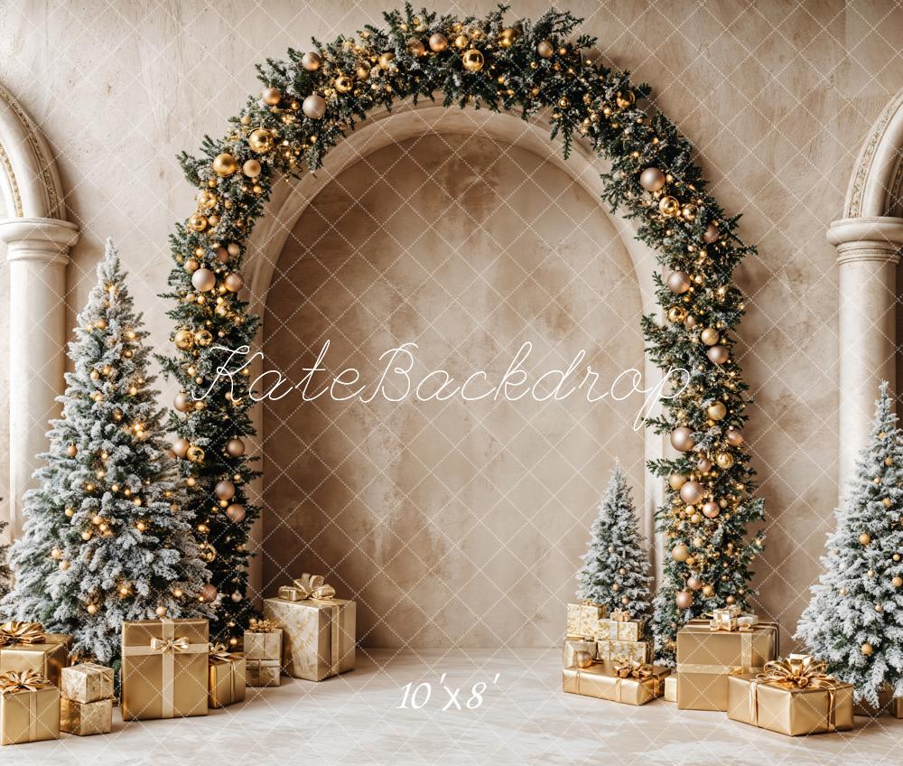 Kate Christmas Tree Arch Golden Gifts Backdrop Designed by Emetselch