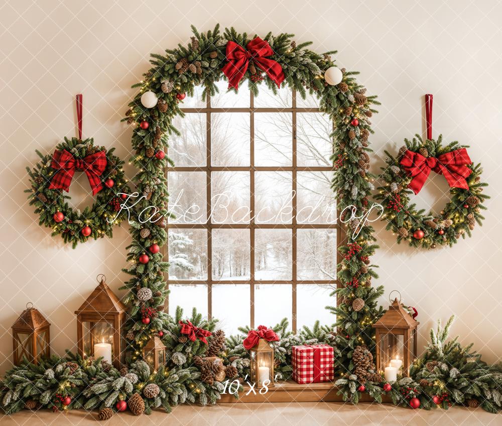 Corona de Navidad con Ventana Arqueada Fondo Diseñado por Emetselch