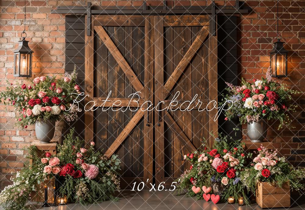 Kate Spring Rustic Barn Door Floral Backdrop Designed by Emetselch