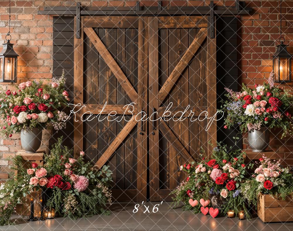Kate Spring Rustic Barn Door Floral Backdrop Designed by Emetselch