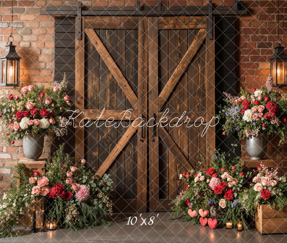 Kate Spring Rustic Barn Door Floral Backdrop Designed by Emetselch