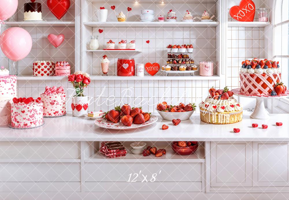 Kate Valentine's Day Romantic Kitchen Dessert Cake Backdrop Designed by Emetselch
