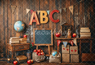 Kate Back to School/Graduation Globe Vintage Wooden Wall Printed Backdrop Designed by Emetselch