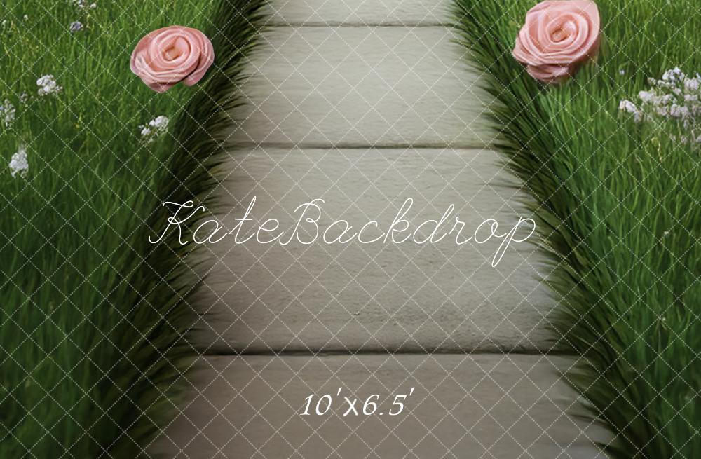 Kate Spring Garden Pathway Floral Floor Printed Backdrop Designed by Mini MakeBelieve
