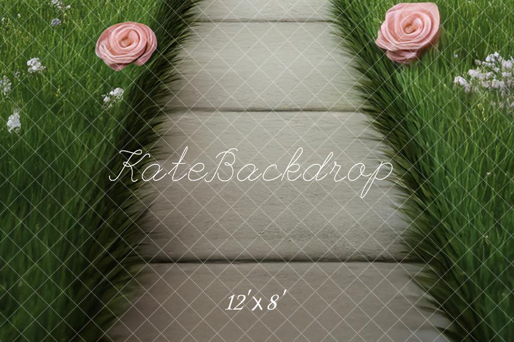 Kate Spring Garden Pathway Floral Floor Printed Backdrop Designed by Mini MakeBelieve