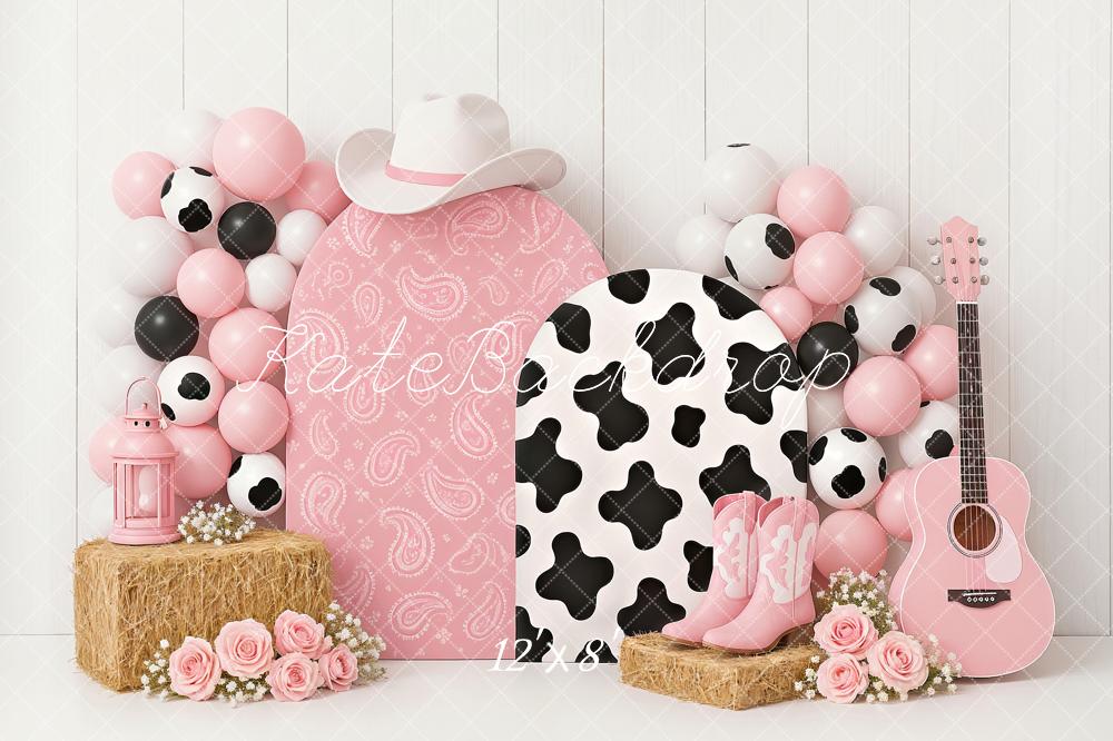 Kate Cake Smash Cowgirl Pink Western Backdrop Designed by Ashley Paul
