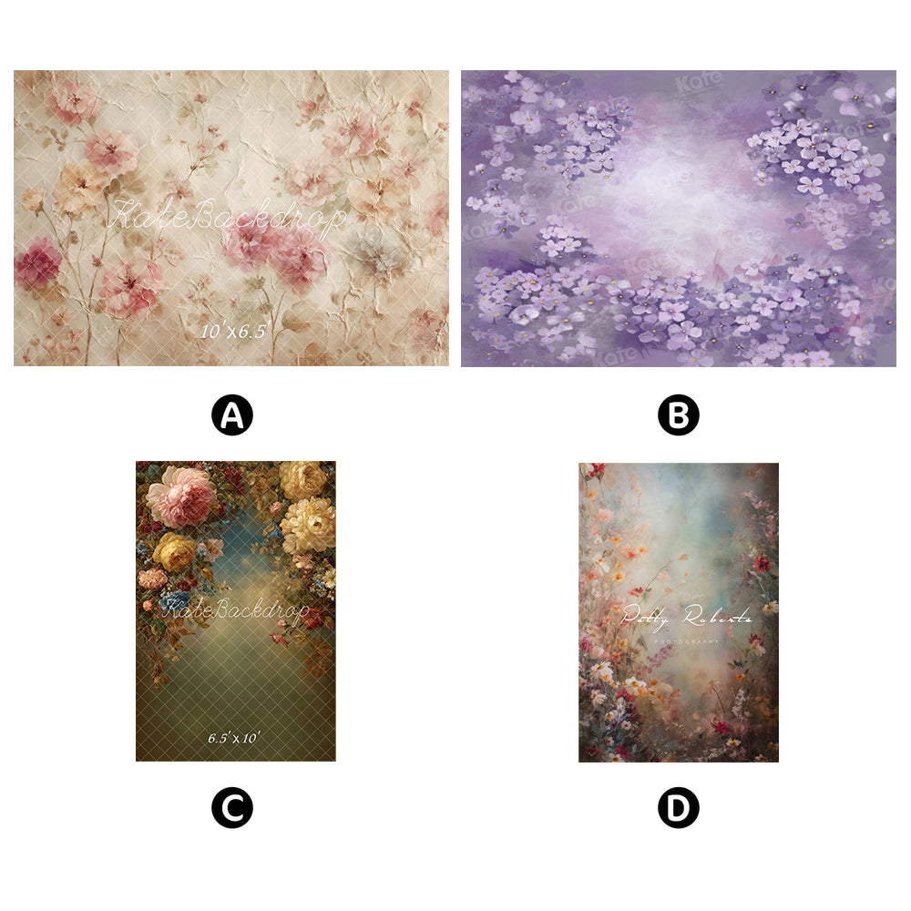Kate Fine Art Floral Combination Printed Backdrops for Photography( 4 Backdrops in Total)