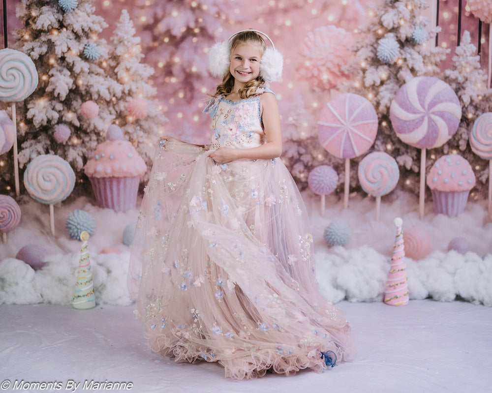 Kate Christmas Lollipops Candy Gate Pastel Trees Backdrop Designed by Ashley Paul