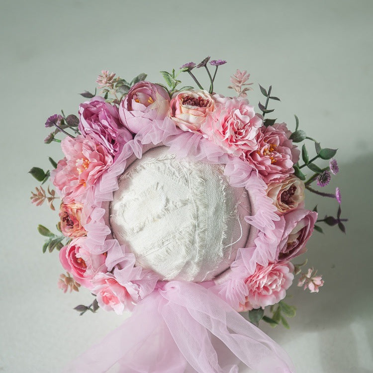 Kate Pink Floral Bonnet for Newborn Photography