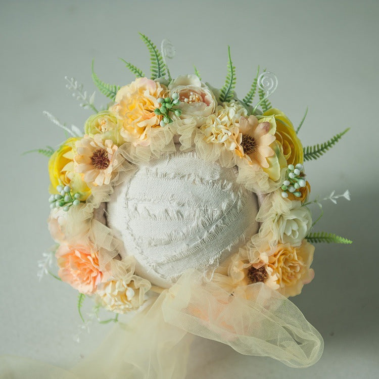 Kate Yellow Floral Bonnet for Newborn Photography