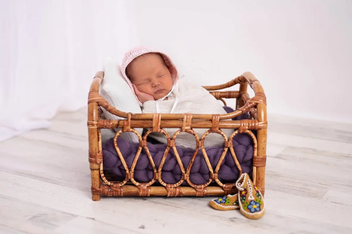 Bamboe Vierkante Geweven Mand Nieuweborn Bed Rekwisieten