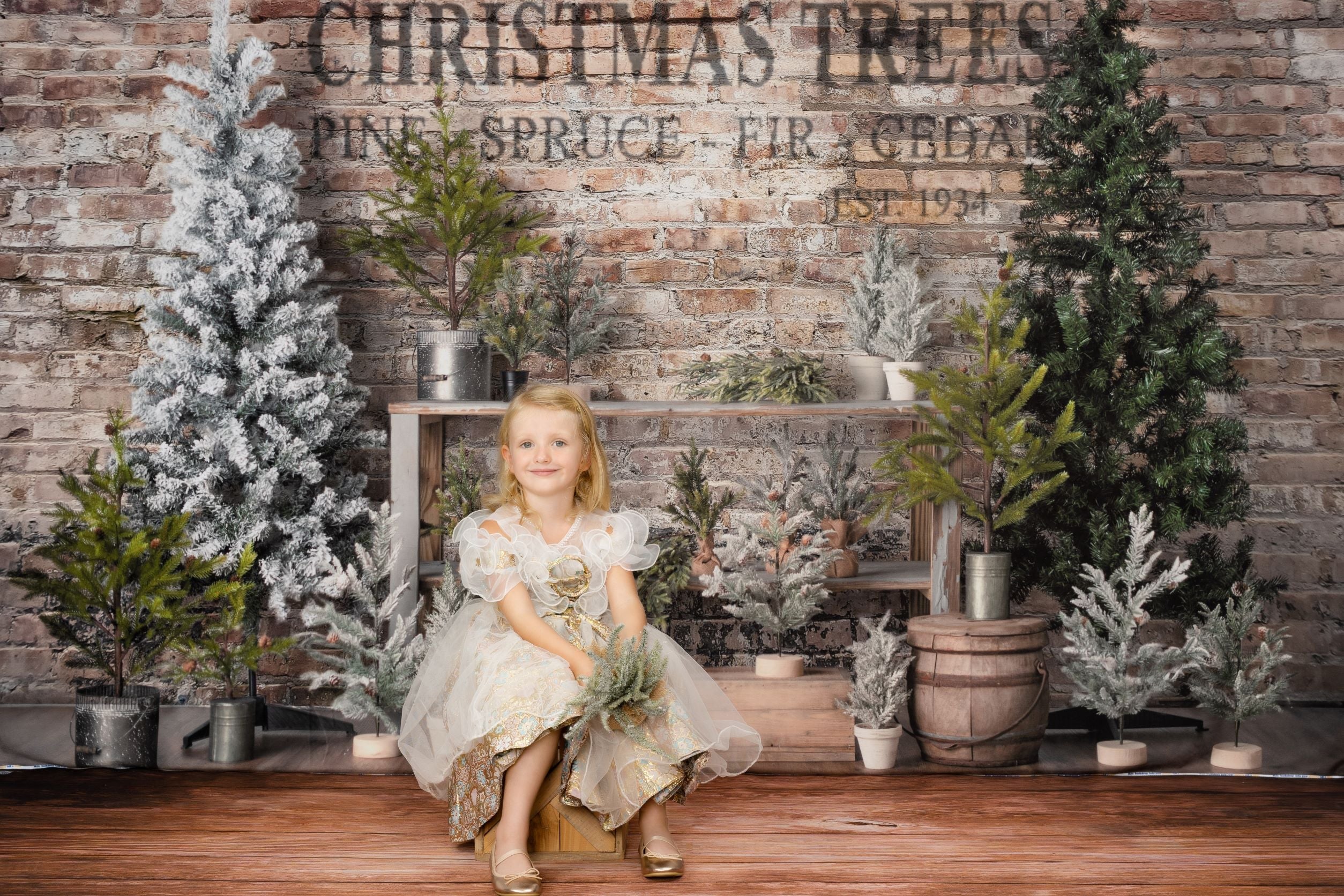 Kate Christmas Farm Fresh Tree Backdrop Designed by Mandy Ringe Photography (only ship to Canada)