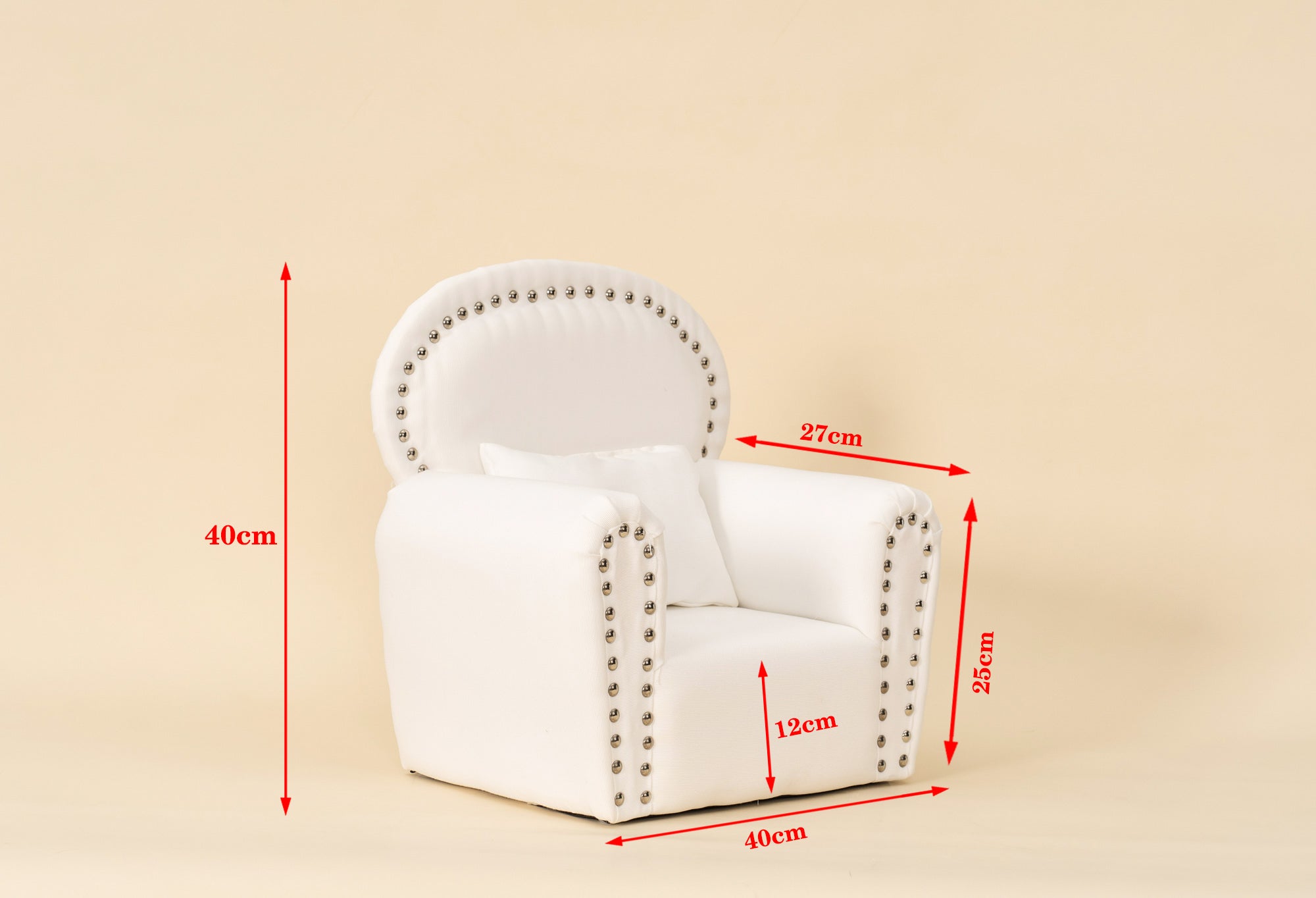 Kate White Mini Fabric Sofa with Rivet Newborn Props for Photography