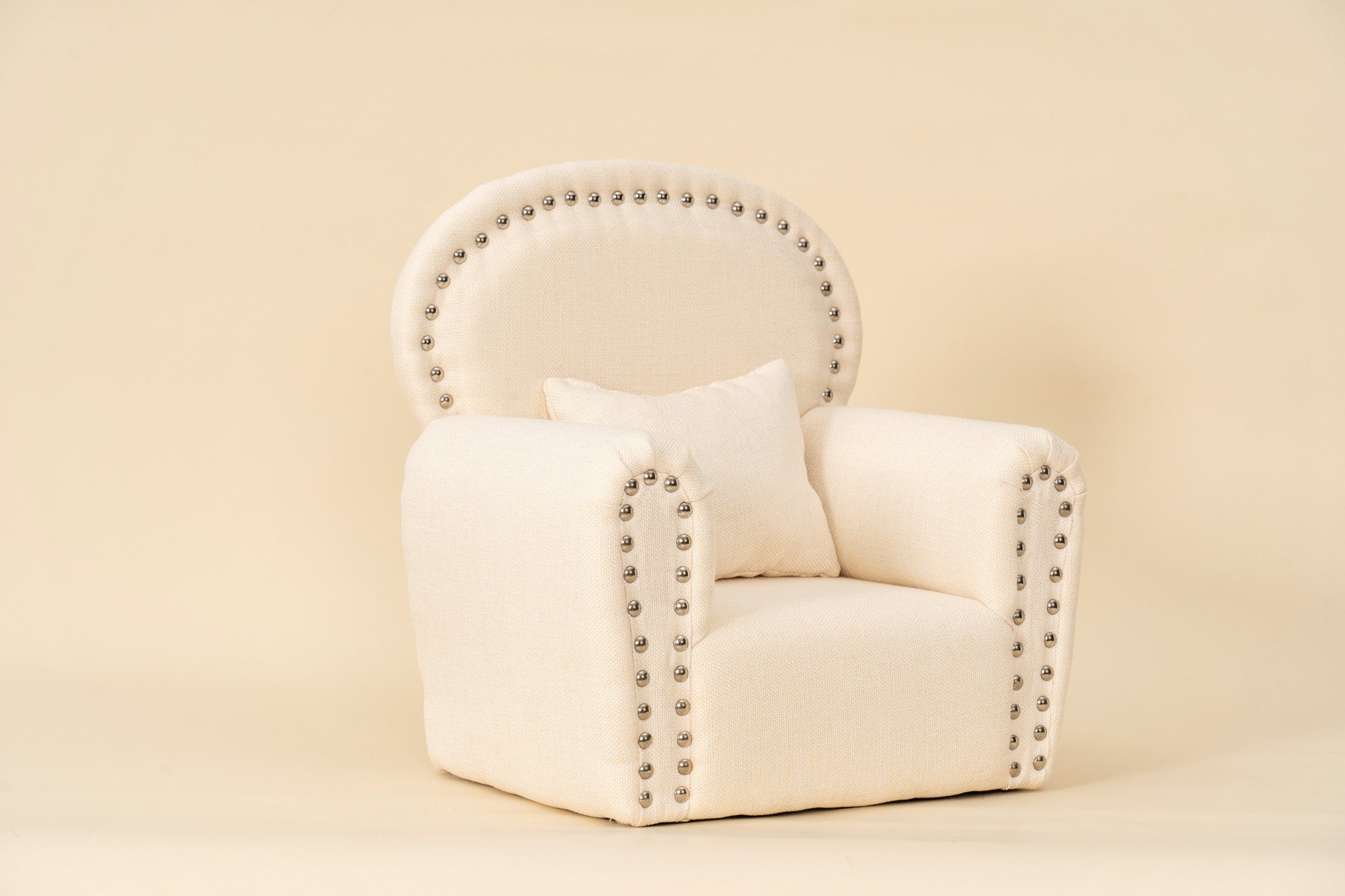 Kate Fabric Beige Mini Sofa with Rivet Newborn Props for Photography