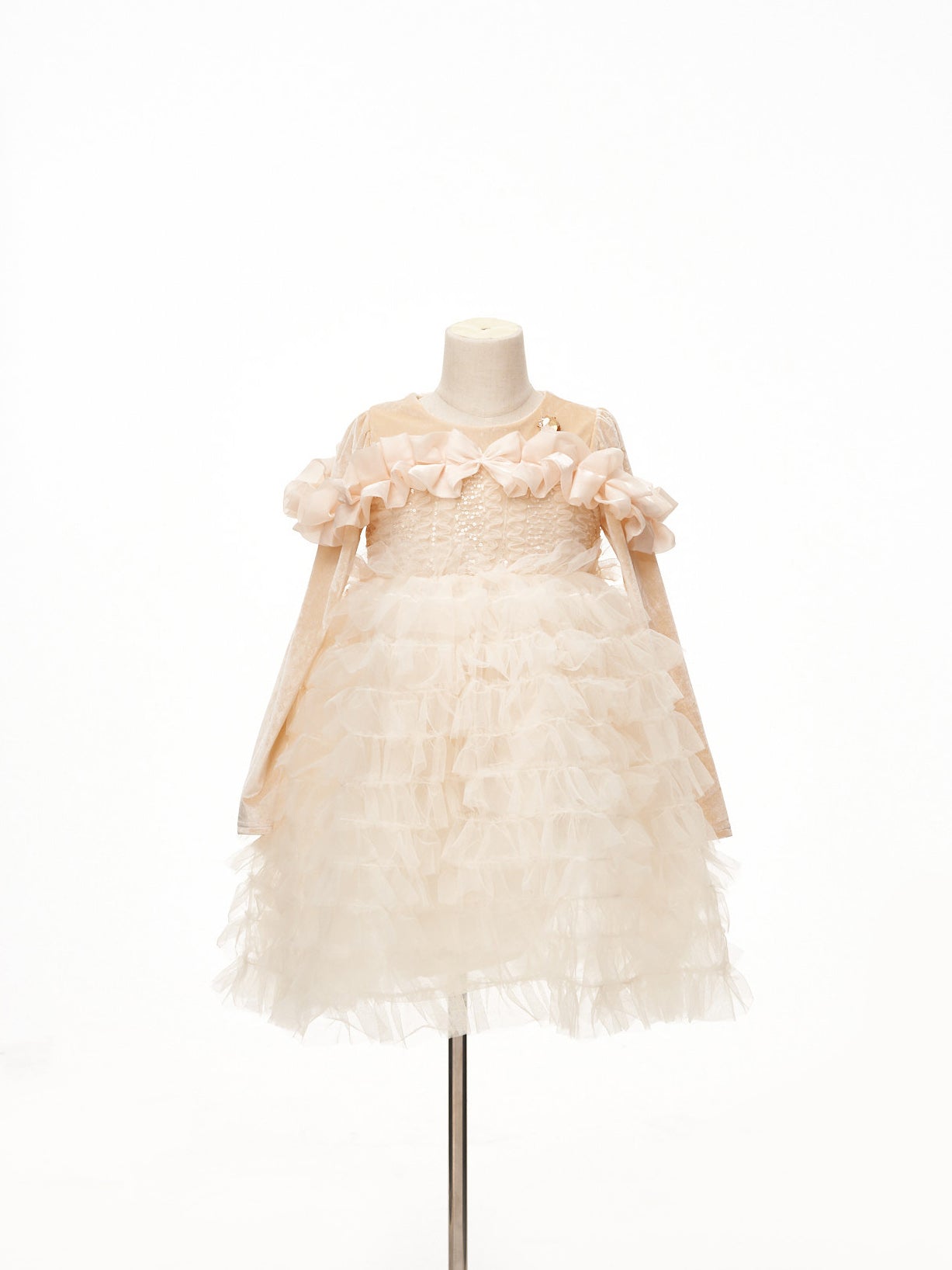 Kate Beige Tiered Kids Dress for Photography