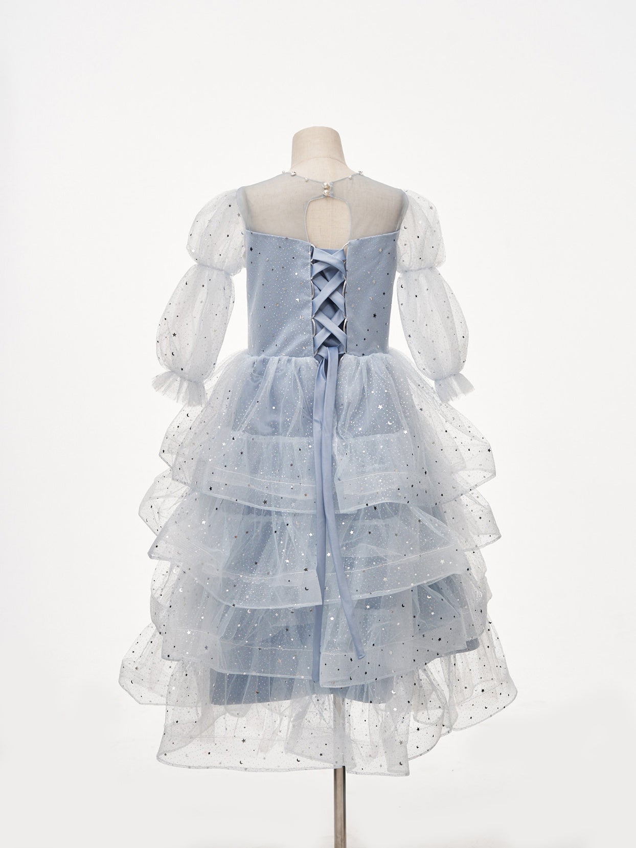 Kate Blue Organza SequinTiered Princess Kids Dress for Photography