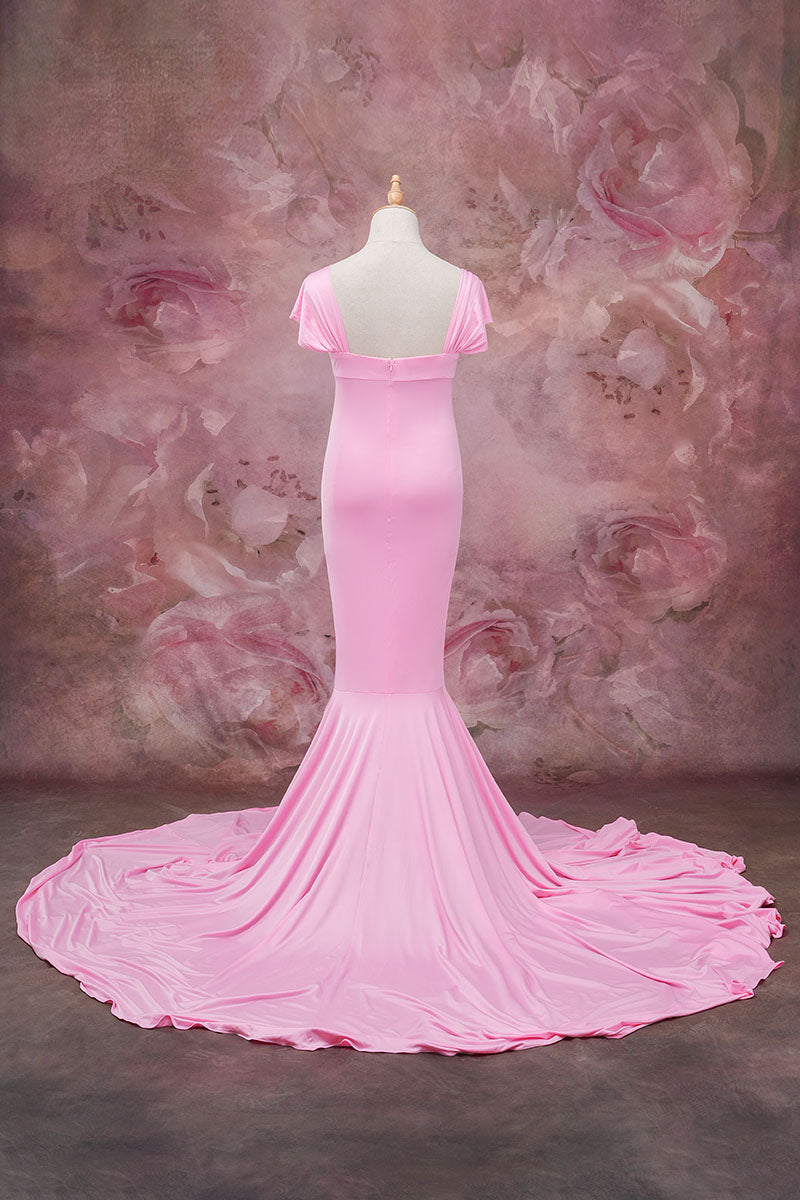 Kate One Shoulder Satin Dress Pink for Photography 60#