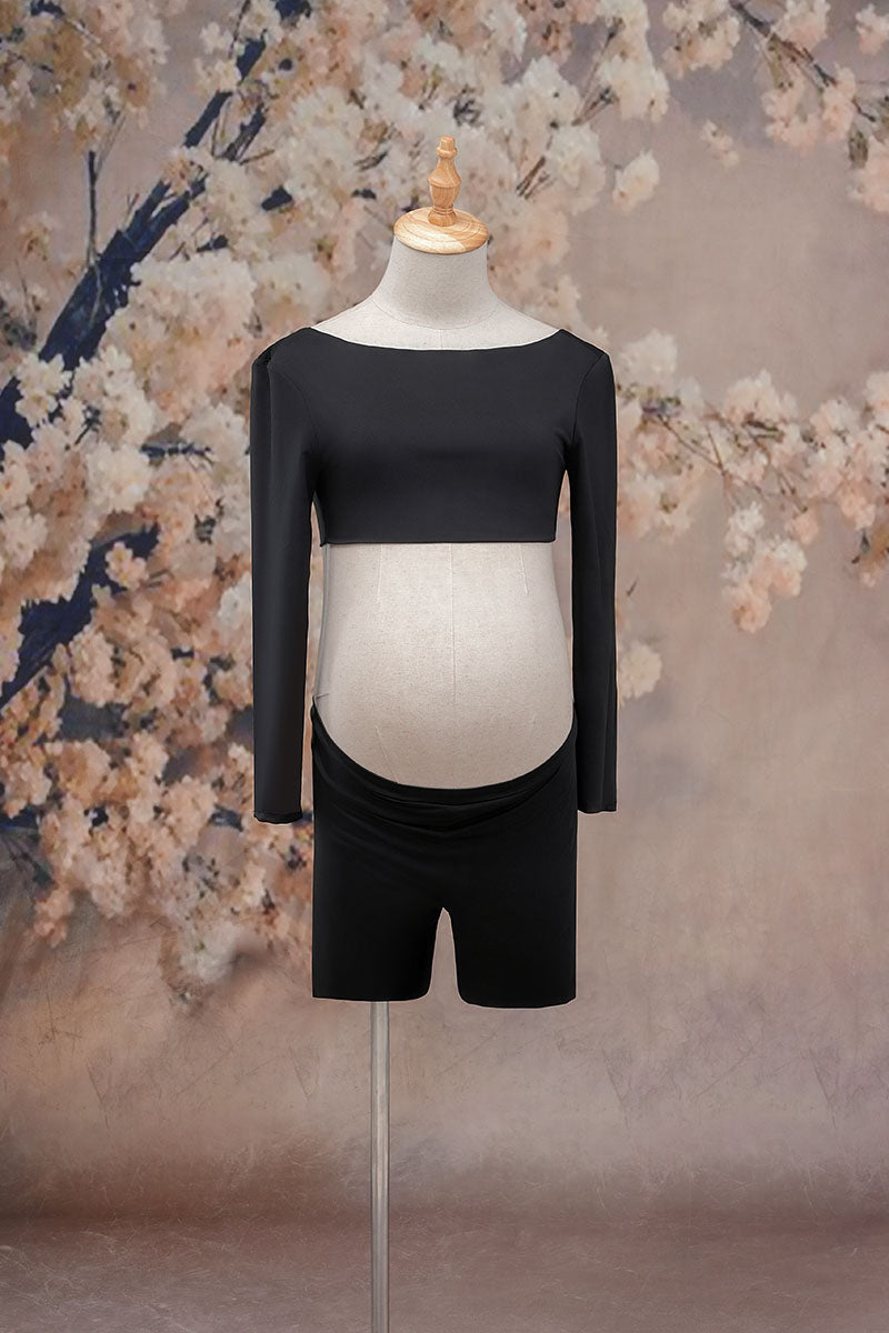 Black belly leaking maternity suit front view
