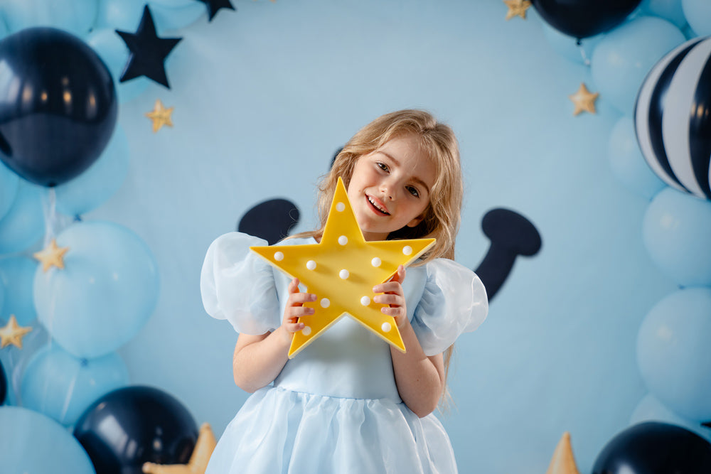 Kate Cake Smash Birthday Blue Balloon Smiley Photo Kit Photography Backdrops&Props Themed Bundle(US ONLY)