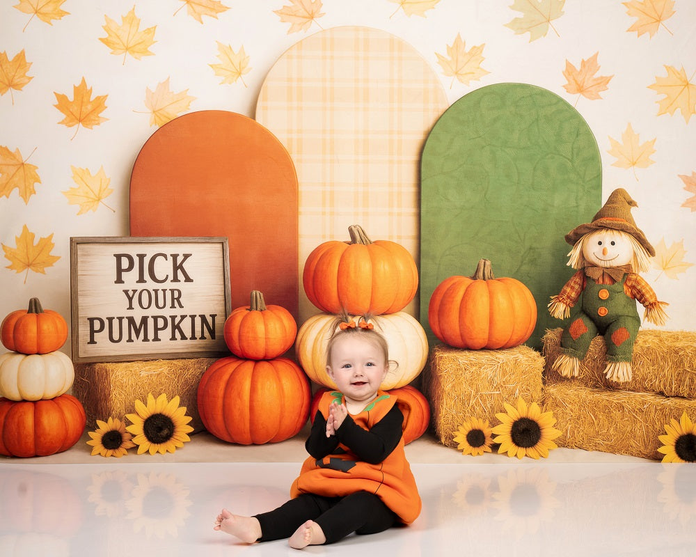 Kate Fall Cake Smash Pumpkin Scarecrow Backdrop Designed by Patty Roberts