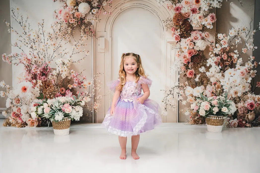 Kate Spring Flower Arch Cream Floral Door Frame Printed Backdrop Designed by Emetselch