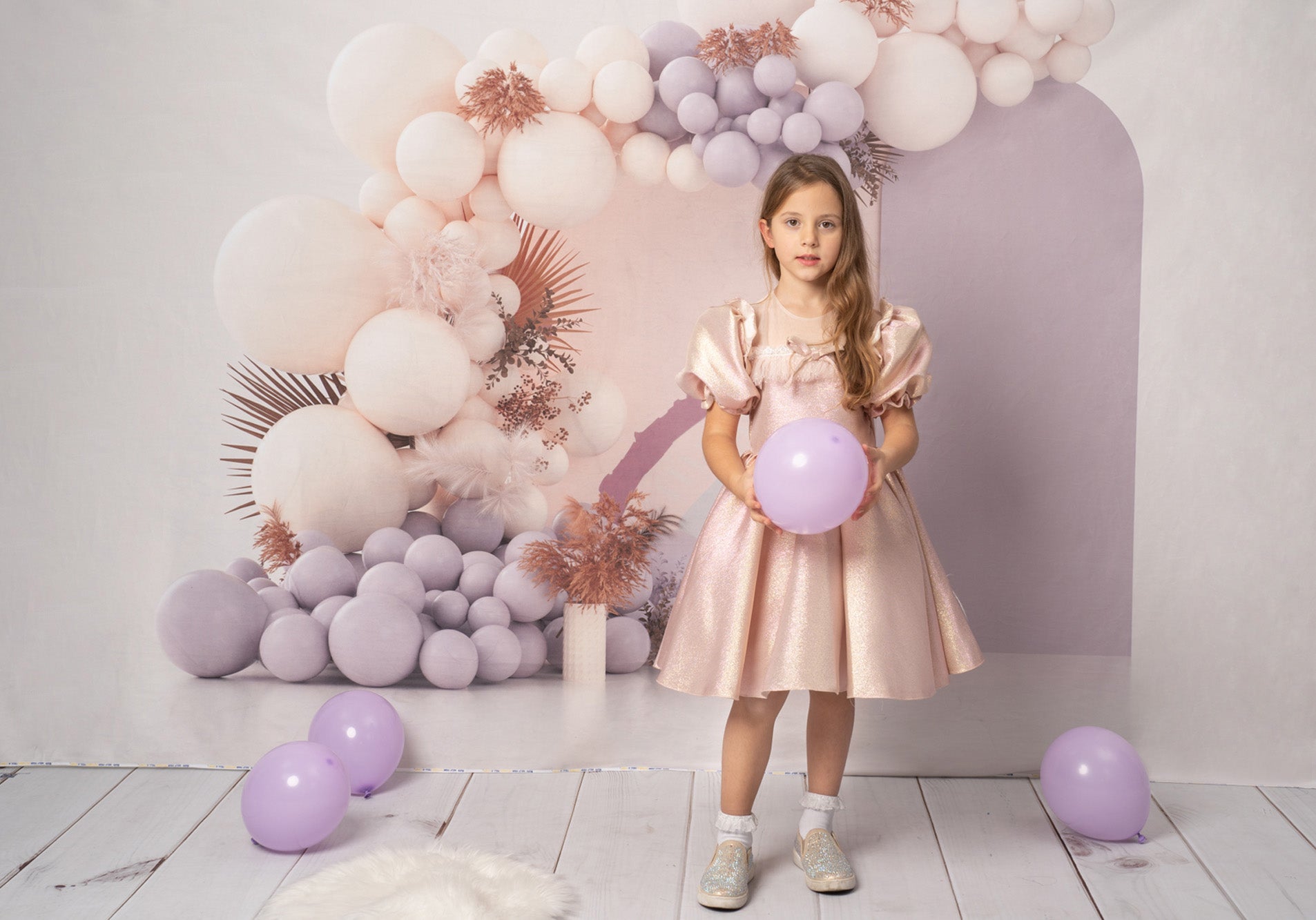 Kate Purple Boho Balloons Fleece Backdrop Cake Smash Designed by Uta Mueller Photography