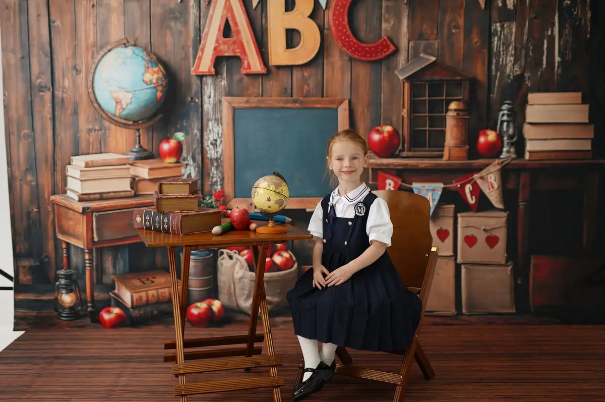 Rustic Vintage Classroom Learning Backdrop