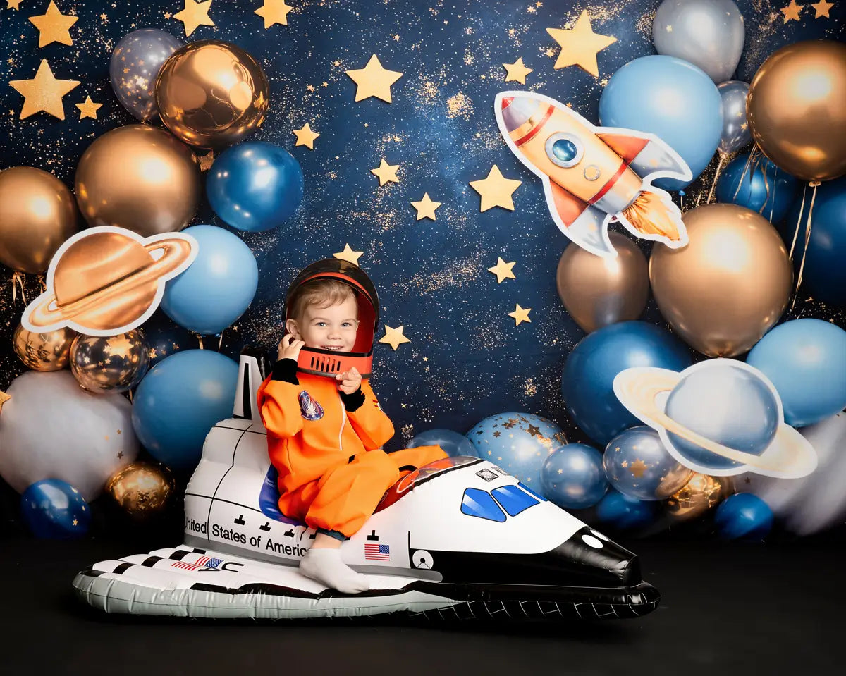 Kate Cake Smash Space Rocket Balloon Backdrop Designed by Emetselch
