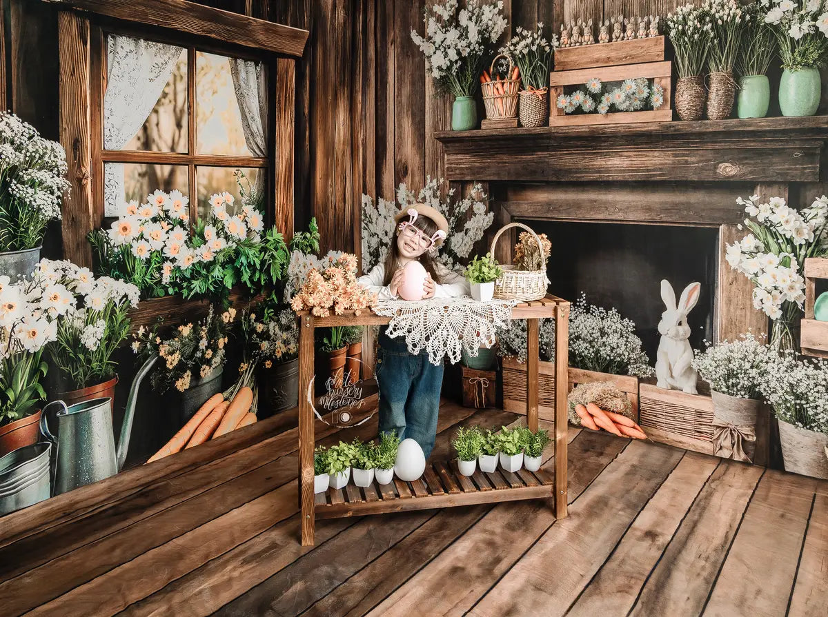 Kate Easter Fireplace Bunny Rustic Floral Photo Kit Photography Backdrops&Props Themed Bundle
