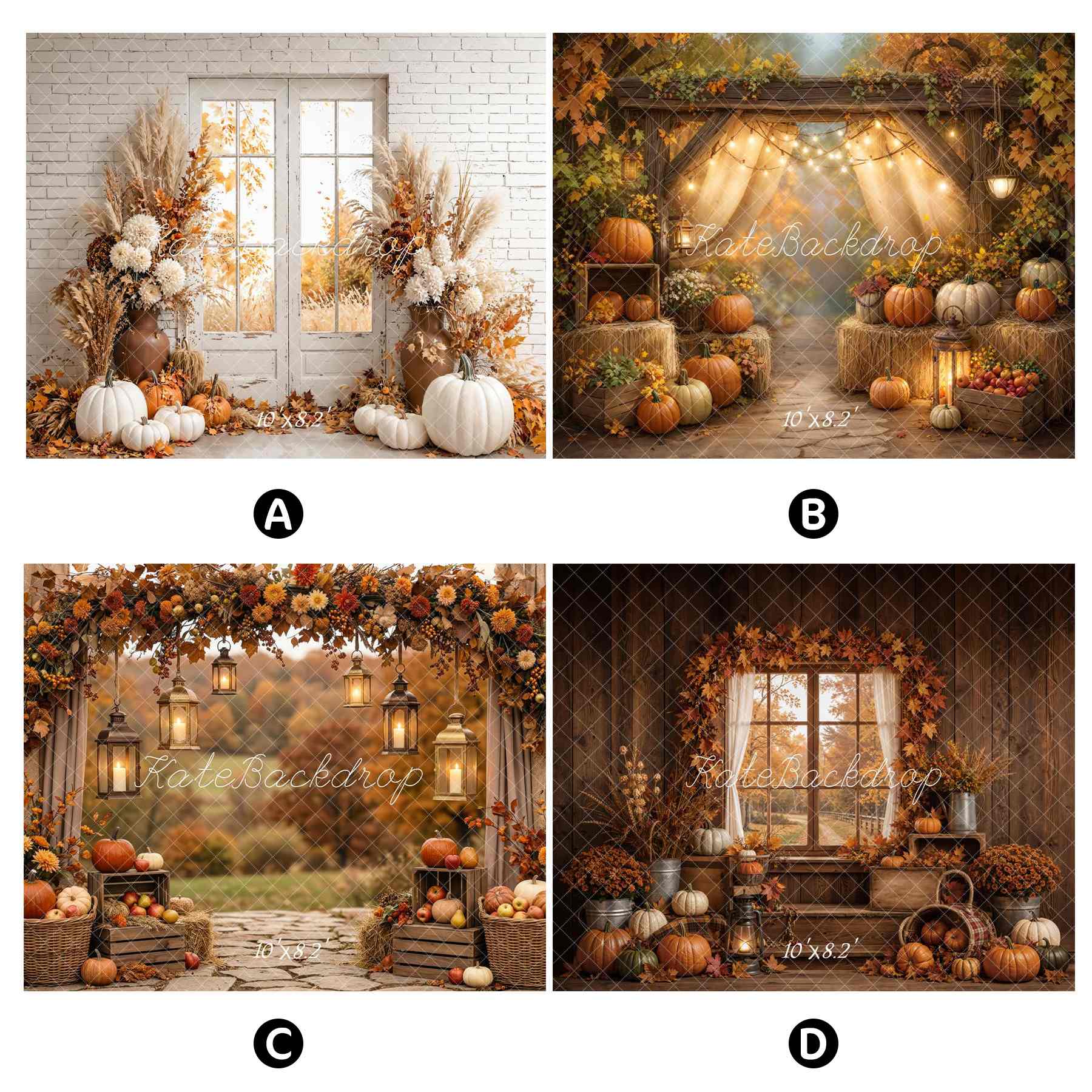 Kate Fall Combination Printed Backdrops for Photography( 4 Backdrops in Total)