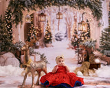 Kate Christmas Arch Garland Snow Trees Printed Backdrop Designed by Emetselch