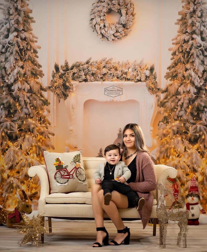 RTS Kate Christmas White Fireplace Backdrop for Photography