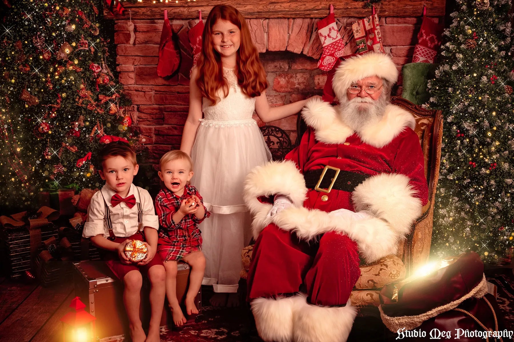 Kate Christmas Fireplace parlor Decorations Backdrop for Photography - Kate Backdrop