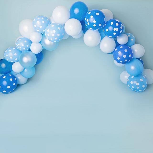 Kate Blue and White Balloons Birthday Children Backdrop for Photography Designed by Kerry Anderson (only ship to Canada)