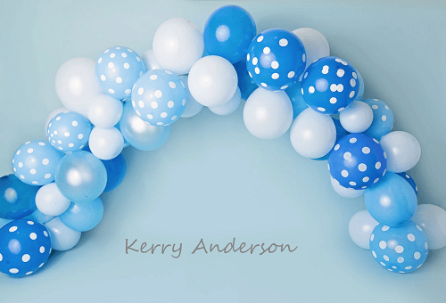 Katebackdrop£ºKate Blue and White Balloons Birthday Children Backdrop for Photography Designed by Kerry Anderson