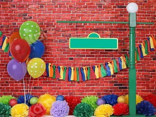 Katebackdrop鎷㈡綖Kate Brick Wall with Colorful Balloons Backdrop for Photography