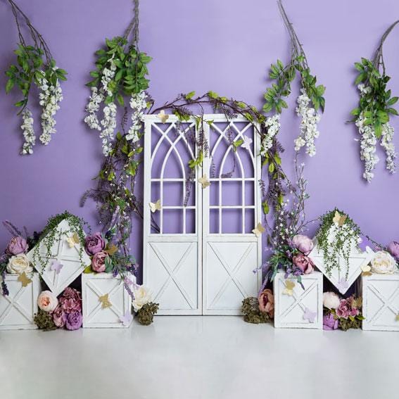 Kate Spring Purple Floral Backdrop Designed by Megan Leigh Photography (only ship to Canada)
