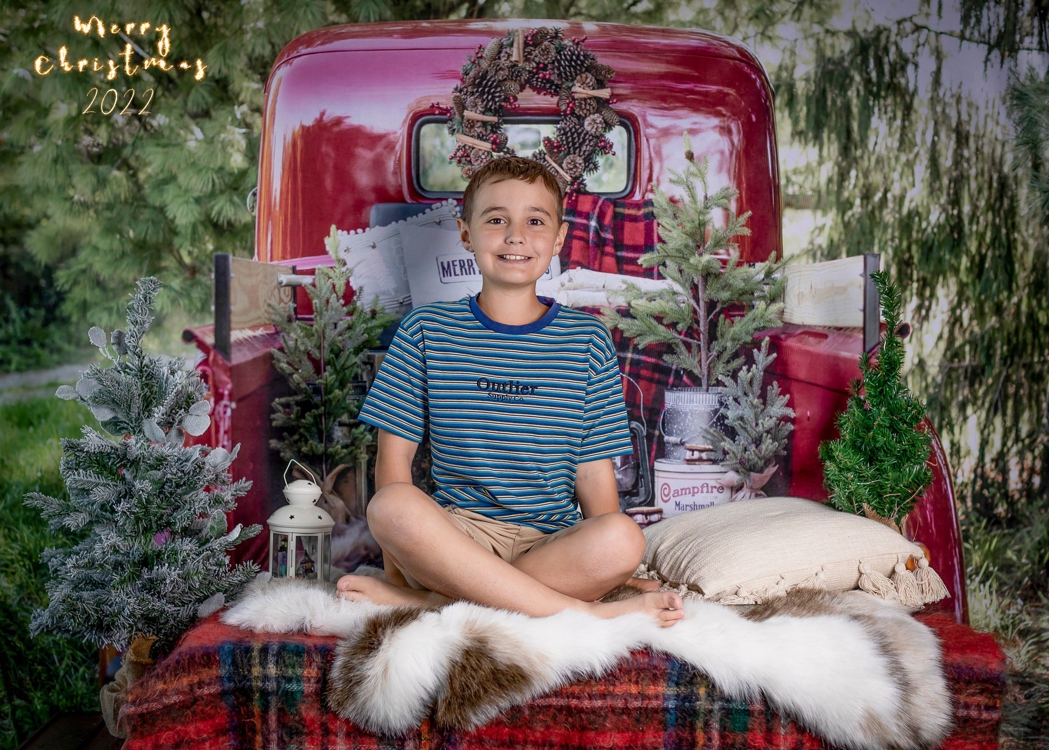 Kate Red Christmas Truck Backdrop Designed by Mandy Ringe Photography (Clearance US only)