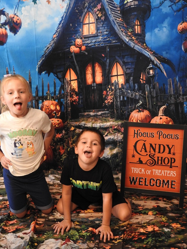 Fondo de Casa Castillo Mágico de Calabazas de Halloween Diseñado por Fotografía Chain