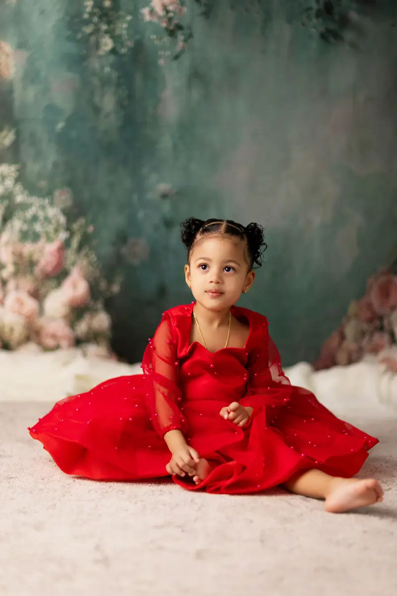 Gradient Roze en Paars Gerimpeld Kinderjurkje voor Fotografie