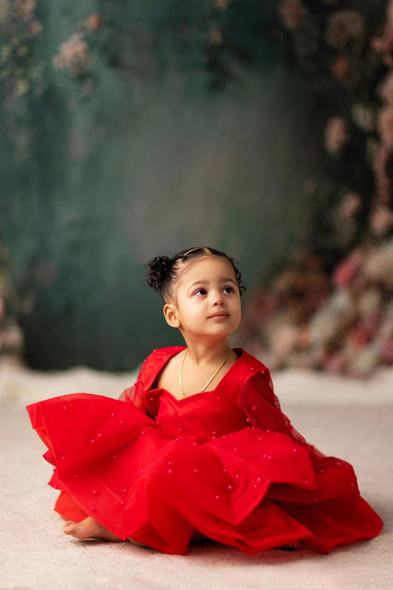 Gradient Roze en Paars Gerimpeld Kinderjurkje voor Fotografie