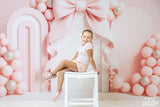 Cake Smash Boog Roze Ballonnen Foto Achtergrond Designed by Ashley Paul