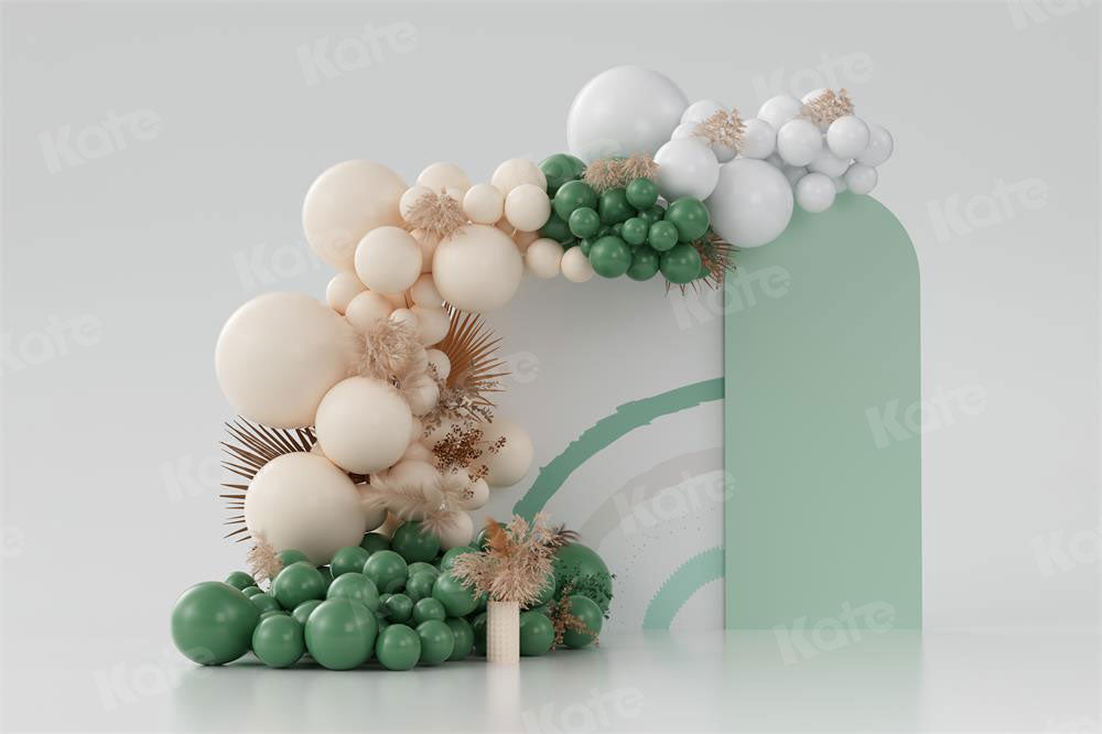 RTS Kate Boho Balloons Backdrop Green Cake Smash Designed by Uta Mueller Photography