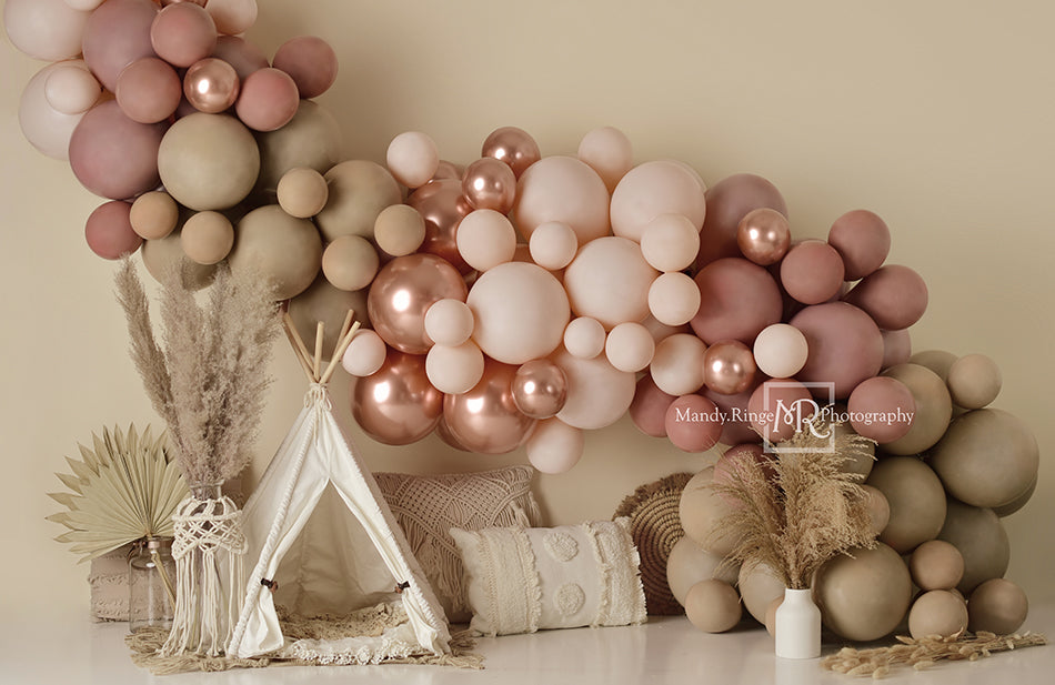 Kate Boho Balloons Tent Spring Fleece Backdrop Designed by Mandy Ringe Photography