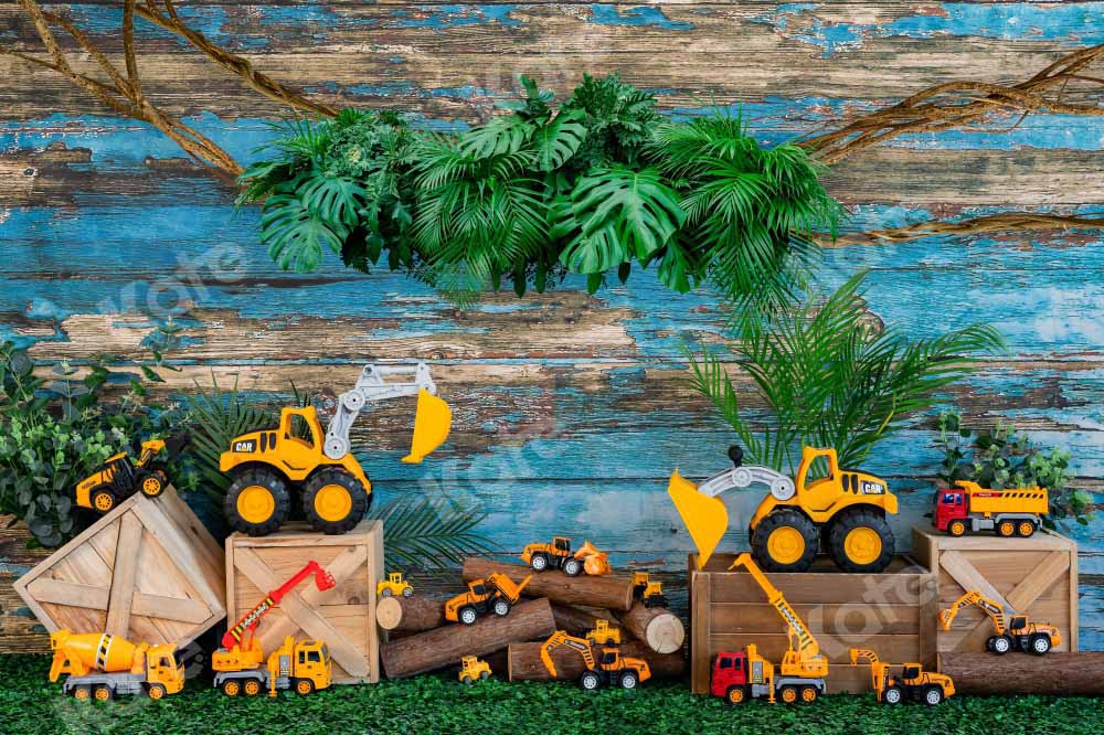 Kate 7x5ft Child Excavator Backdrop Cake Smash Designed by Emetselch (only ship to Canada)