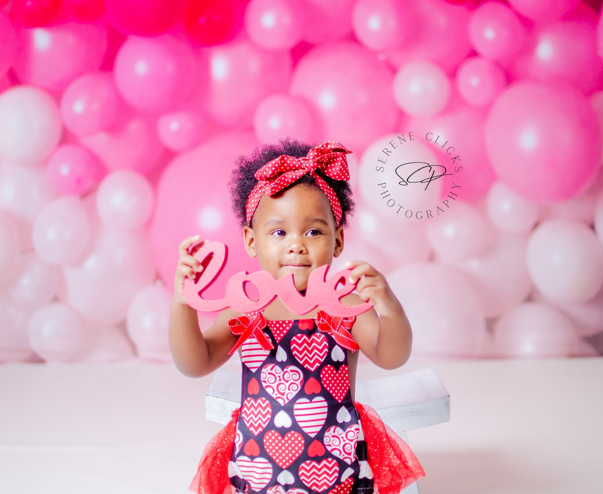 RTS Kate Red Balloon Wall Valentine's Day Birthday Cake Smash Party Backdrop for Photography Designed by Mandy Ringe Photography (US ONLY)