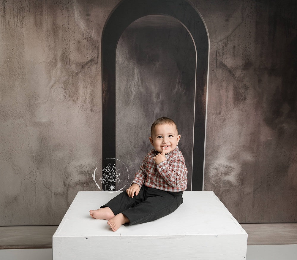 Gray Stone Archway Interior Backdrop Designed by Mini MakeBelieve