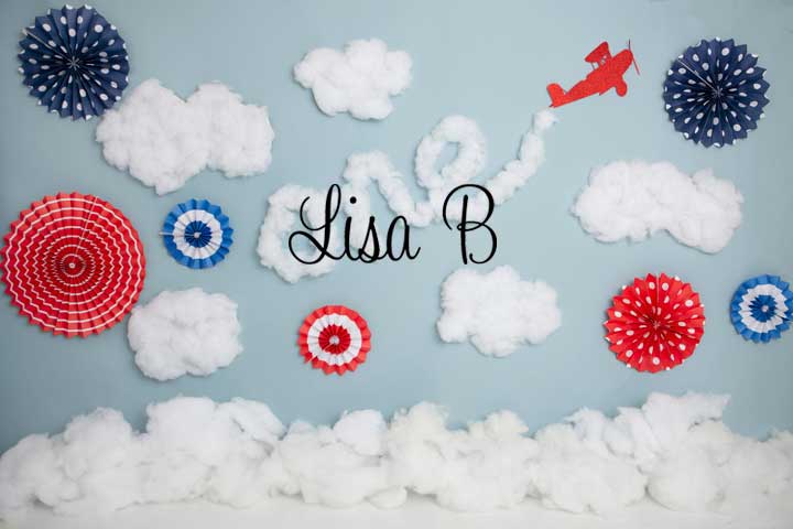 RTS Kate Time Flies Clouds Birthday Children Backdrop for Photography Designed by Lisa B