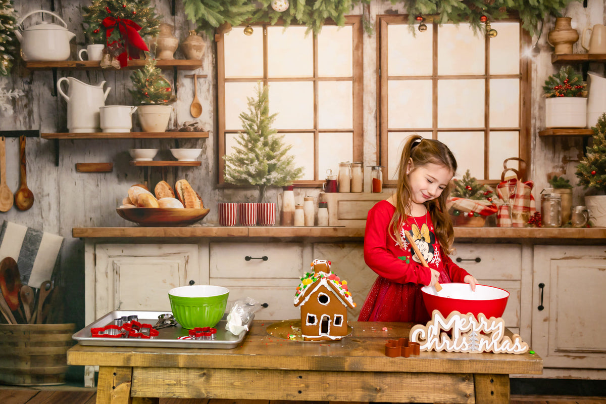 Cozy Rustic Holiday Kitchen Backdrop
