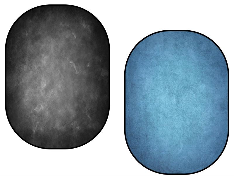 Kate Abstract Ocean Blue /Dark Gray Collapsible Backdrop Photography 5X6.5ft(1.5x2m)
